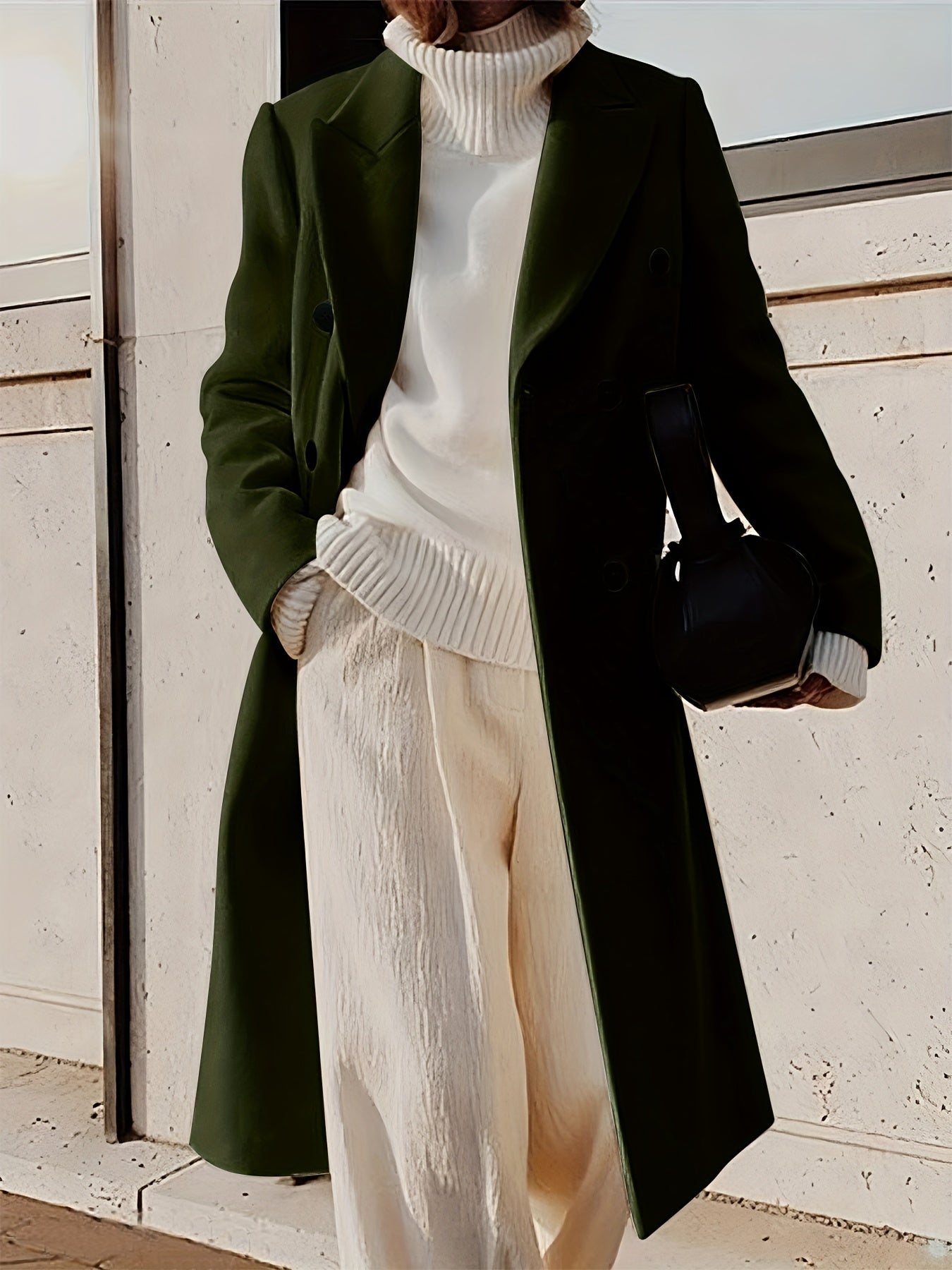 Calista - Double Breasted Reverse Overcoat for Women