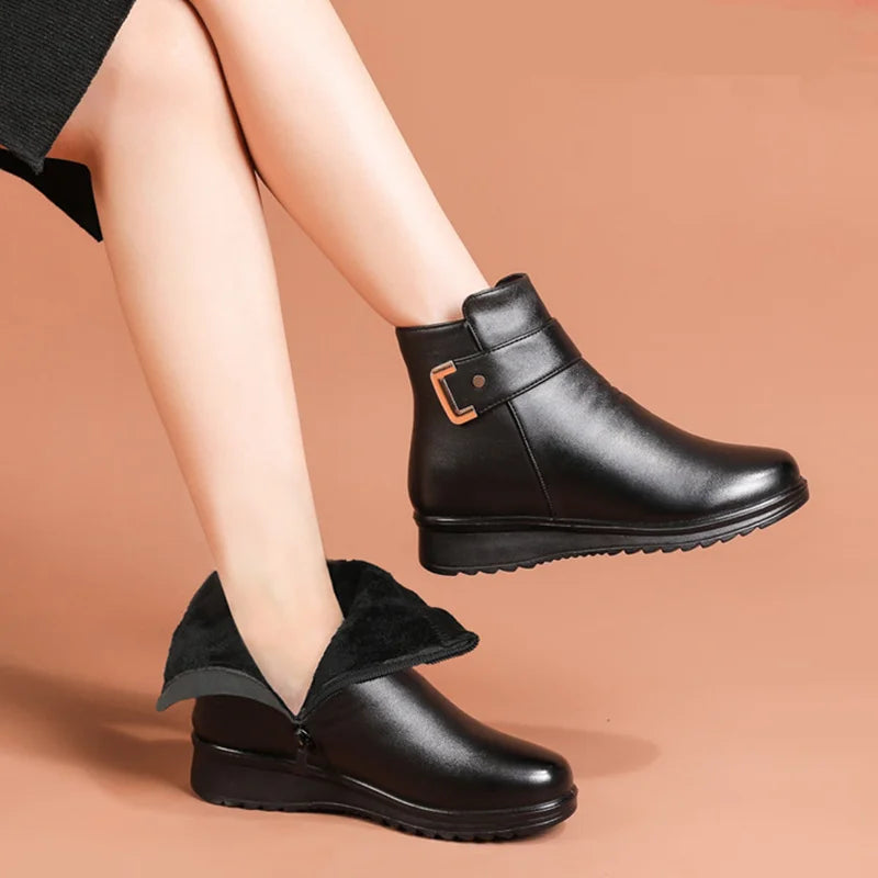 Eline | Leather Women's Boots with Wool