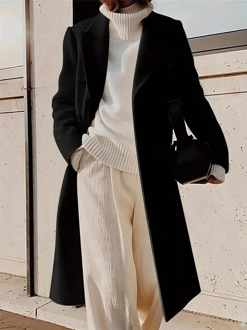 Calista - Double Breasted Reverse Overcoat for Women