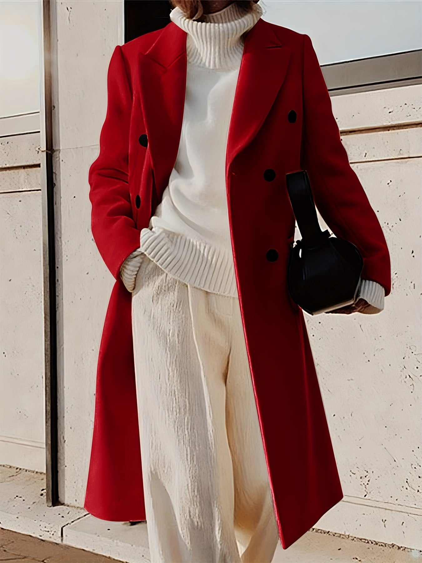 Calista - Double Breasted Reverse Overcoat for Women
