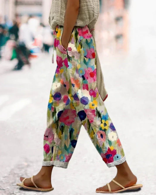 Amfelia – Colorful Trousers with Floral Print