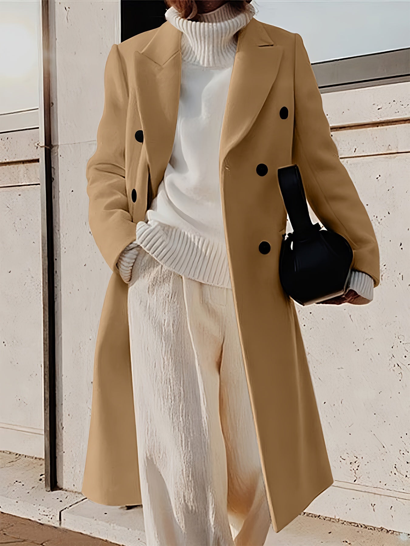 Calista - Double Breasted Reverse Overcoat for Women