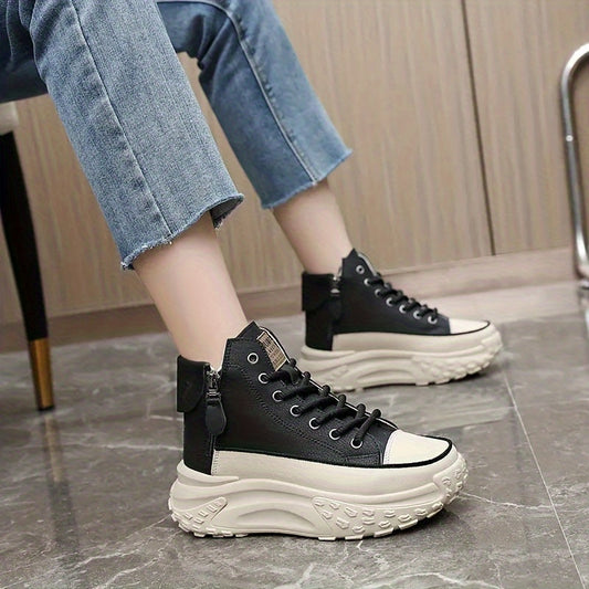 sneaker met hoge zool en zijritssluiting