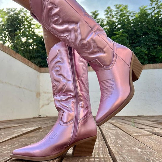 Sanne | Western Style Pink Cowboy Boots